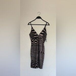 Snap Black and Rose Gold Sequin Mini Dress - V-Neck Spaghetti Straps